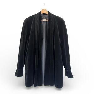 VTG JS Collections 90s Velvet Long Black Opera Evening Coat Duster Elegance Goth